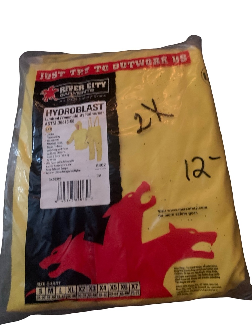 MCR Safety‎ Hydroblast Limited Flammability Rainwear Astm D6413 Size X2 D6413-08